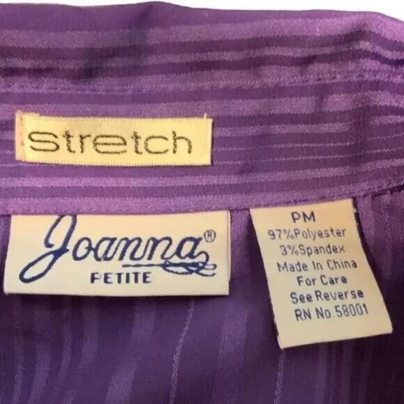 Vintage Joanna Petite Blouse Womens Size PM Button Front 3/4 Sleeves Stretch Top - Picture 7 of 7